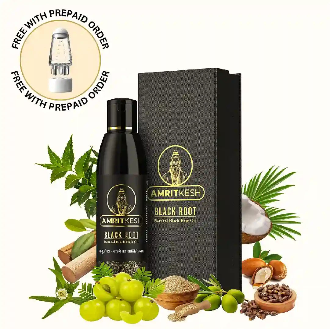 Clinically Proven AMRITKESH Black Root Natural Hair Oil
